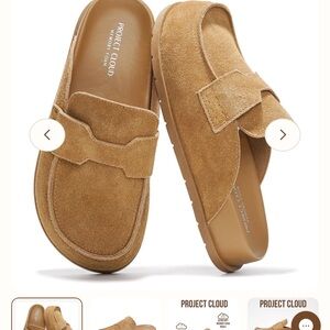 Project Cloud Women's Suede Mule Clogs in Tan